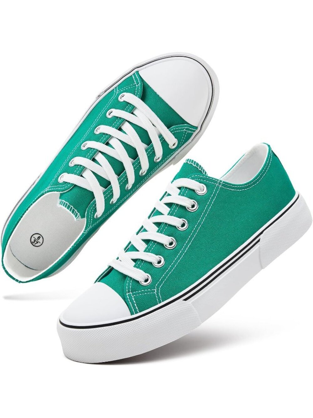 Women's Dark Green Low Top Canvas Rubber Slip on Casual Tennis Fashion Sneaker